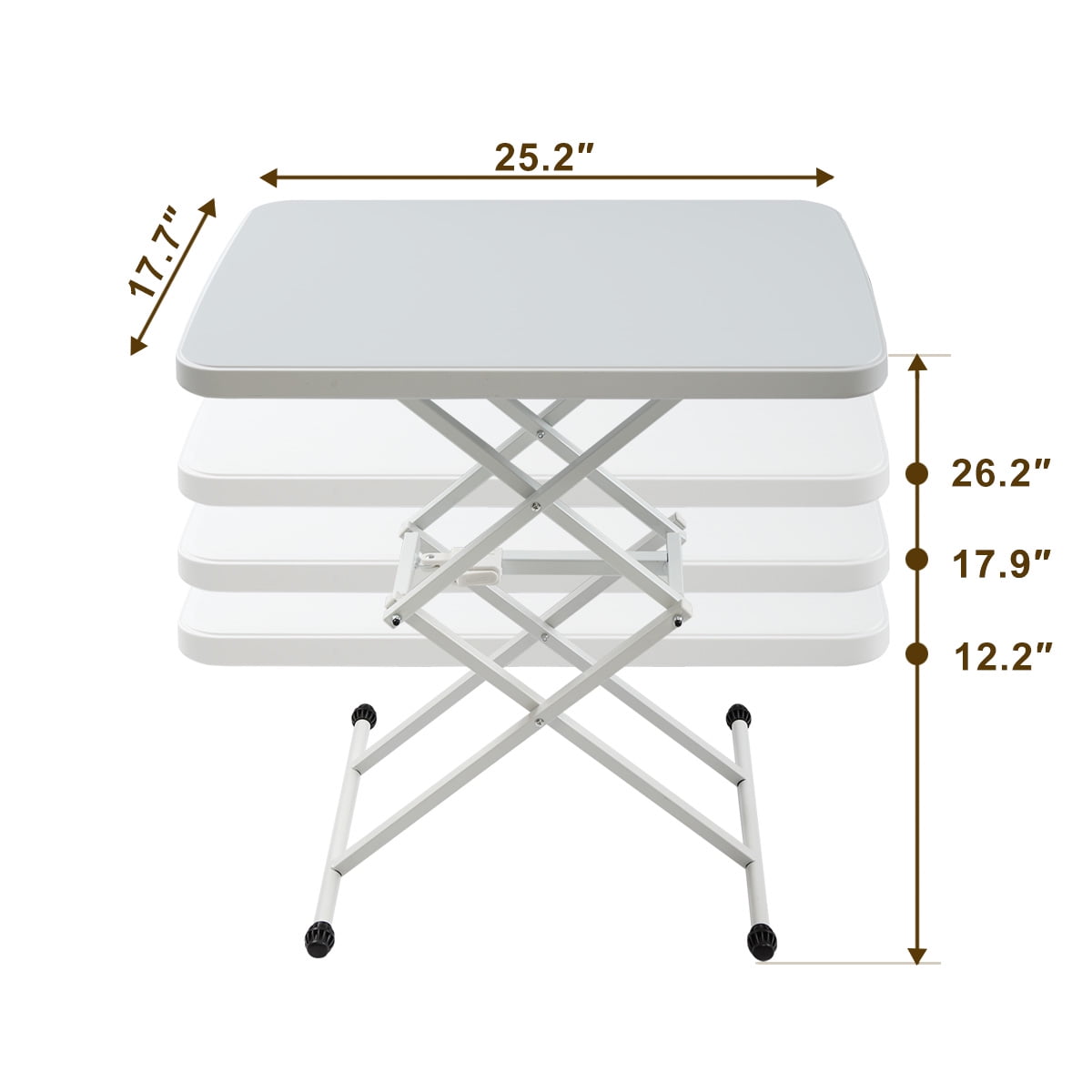 Kepooman Adjustable Plastic Folding Card Table, Square Lifting Desk - 25 x 17 inch - White Kepooman Adjustable Plastic Folding Card Table, Square Lifting Desk - 25 x 17 inch - White