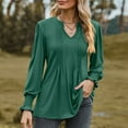 thumbnail image 2 of Women's Autumn Long Sleeve V Neck T Shirt Solid Color Zipper Drawstring Casual Top Comfortable Stylish Fashion Tee, 2 of 2