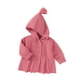 thumbnail image 3 of Qiylii Baby Knitwear, Solid Color Long Sleeve Hooded Knitted Tops Coat, 3 of 9