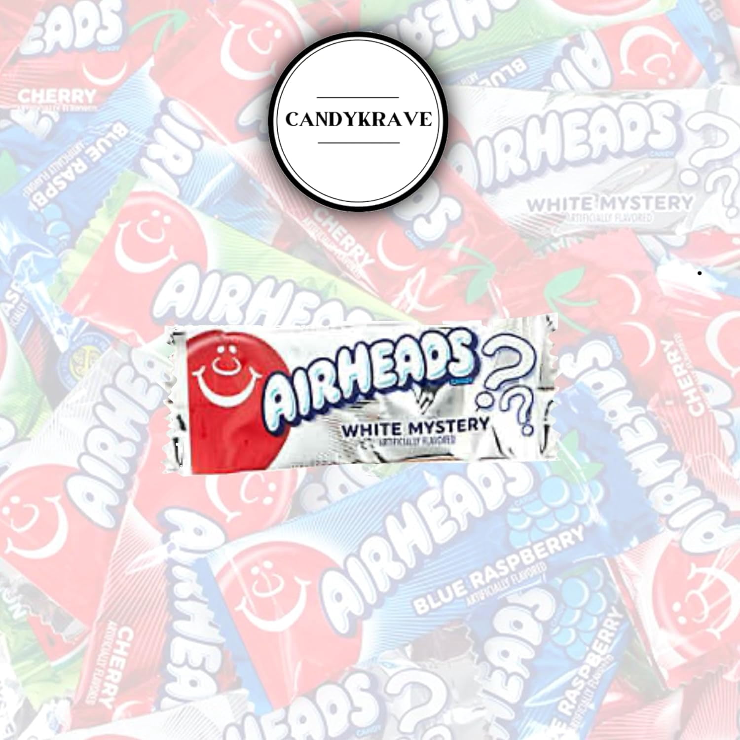 Airheads Candy Mini Bars Independence Day Pack, 80 Pieces Bulk Bag, White Mystery + Cherry + Blue Raspberry Flavor, Individually Wrapped Fruit Taffy, Perfect for Birthdays, Parties & Pantry (2 lbs)