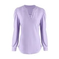 thumbnail image 2 of PULLIMORE Womens Long Sleeve T-shirt V Neck Loose Casual Basic Tops Tee Solid Color Blouse (Purple,S), 2 of 10