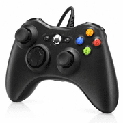 ERFKJE Wired Controller Compatible with Xbox 360/360 Slim/ PC Windows 7/8/10/11,with Joystick Dual Vibration,Black