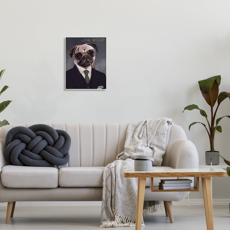 Stupell Industries Lone Woof Pug Dog Smoking Cigar - 13 x 19