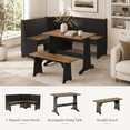 thumbnail image 4 of Merluxy Breakfast Nook Corner Dining Table Set with Hidden Storage, L-Shaped Black Kitchen Chairs for Small Spaces, Oak, 4 of 11