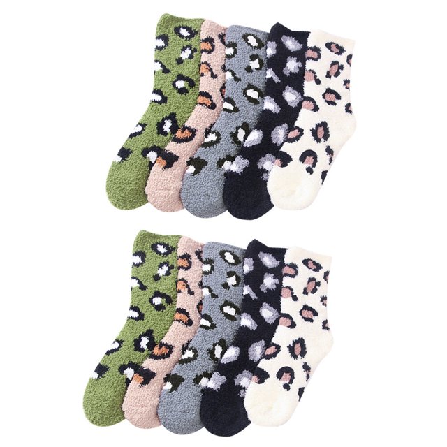 5 pares de medias de lana coral, calcetines gruesos para dormir y para el hogar.