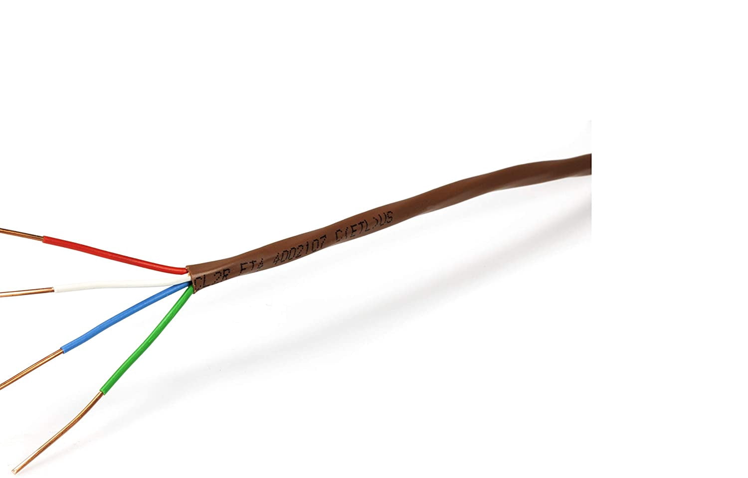 THE CIMPLE CO - Thermostat Wire 18/4 -Brown- 18-Gauge Solid Copper 4-Conductor CL2/CMR - 50ft