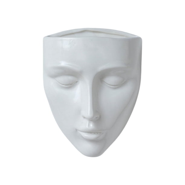 Maceta colgante con forma de cara para flores, maceta, jarrón, decoración, soporte para plantas, montaje en pared Blanco
