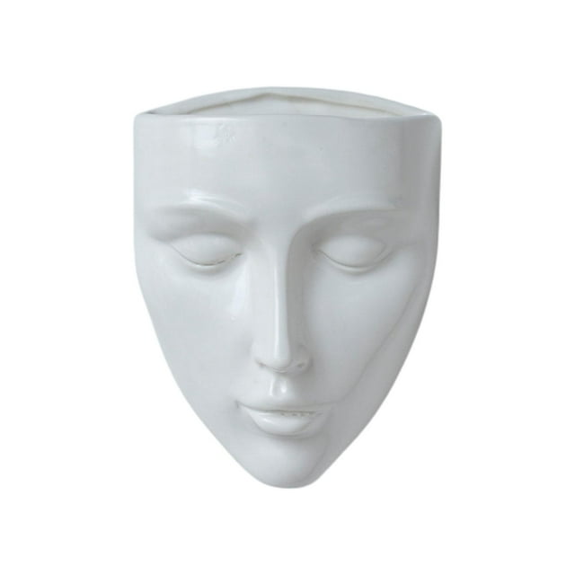 koolsoo Ceramic Face Flower Pot Decoration Flowerpot Vase Creative Head Wall Planter for White
