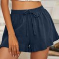 thumbnail image 2 of JJHGVB Womens Linen Shorts Wide Leg Shorts for Women Flowy Shorts Resort Wear for Women 2026 Beach Resort Pants Beach Shorts with Pockets Womens Long Shorts for Women Lounge Shorts Navy S, 2 of 6