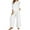 White, variant on Scyoekwg Womens 2 Piece Outfits Cotton Linen Trendy Sweatsuits Sets Solid Color Short Sleeve Round Neck Tops Wide Leg Pants Casual Loose Outfits (Red,XXXL)