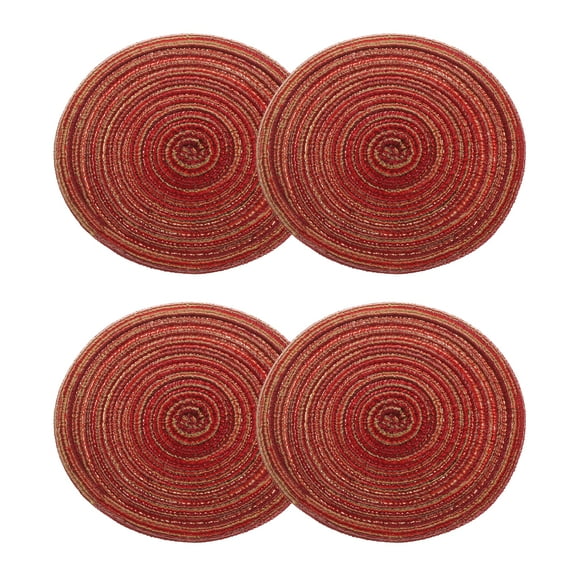 Uxcell 4pcs Round Braided Placemats 7" Non-Slip Round Table Mats for Dining Tables Washable Heat Insulation Woven Placemats, Red