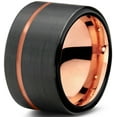 thumbnail image 1 of P. Manoukian Tungsten Wedding Band Ring 12mm for Men Women Black & 18K Rose Gold Plated Pipe Cut Brushed Polished Lifetime Guarantee Size 8, 1 of 4