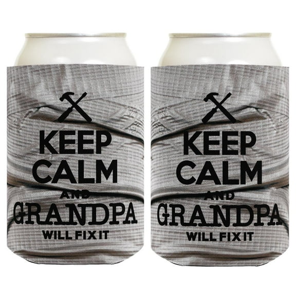Funny Can Cooler Keep Calm Grandpa Will Fix It Father's Day Gift for Dad or Grandpa 2-Pack Can Drink Thermocoolers