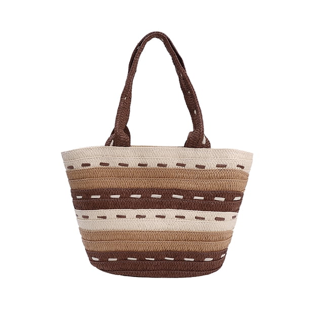 Bolsa De Hombro Bolso de mano para mujer, bolsos de paja, bolso de mano de verano, bolso grande de playa tejido (marrón) Ehuebsd Para Estrenar