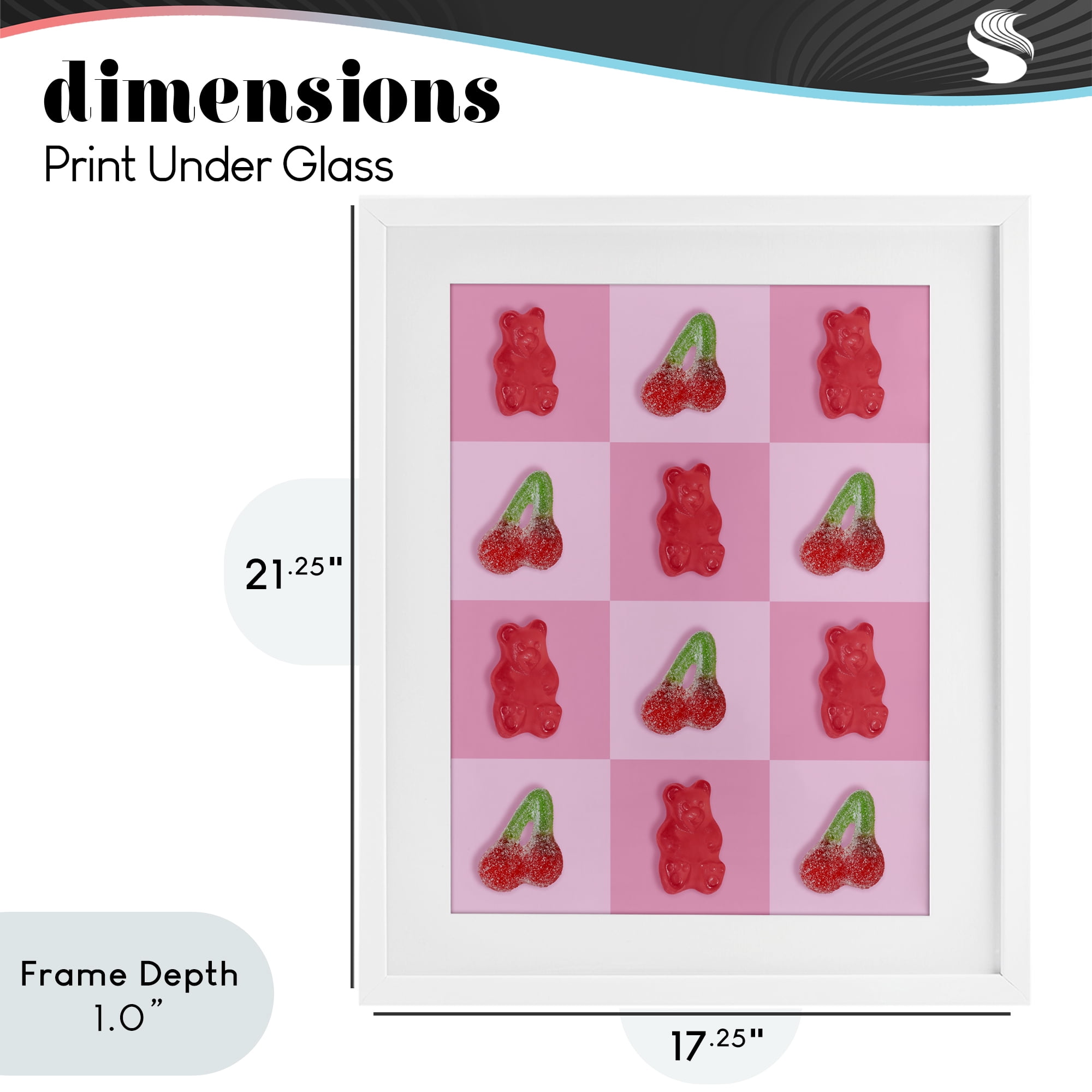 Stupell Industries Gummy Bears and Cherries Grid White Framed Print Under Glass, design by LISH Creative