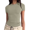 thumbnail image 2 of Women'S Casual Basic Going Out Crop Tops Slim Fit Short Sleeve Crew Neck Tight T Shirts Short Sleeve No.117 S, 2 of 8