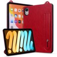 thumbnail image 4 of Case with Stand for iPad Mini 7 2024 (A17 Pro) & Mini 6 2021 (A2567, A2568, A2569) - Durable PU Leather Cover with Auto Sleep Wake, Card Slot, Hand Strap Feature For iPad mini6/mini7,Red, 4 of 5
