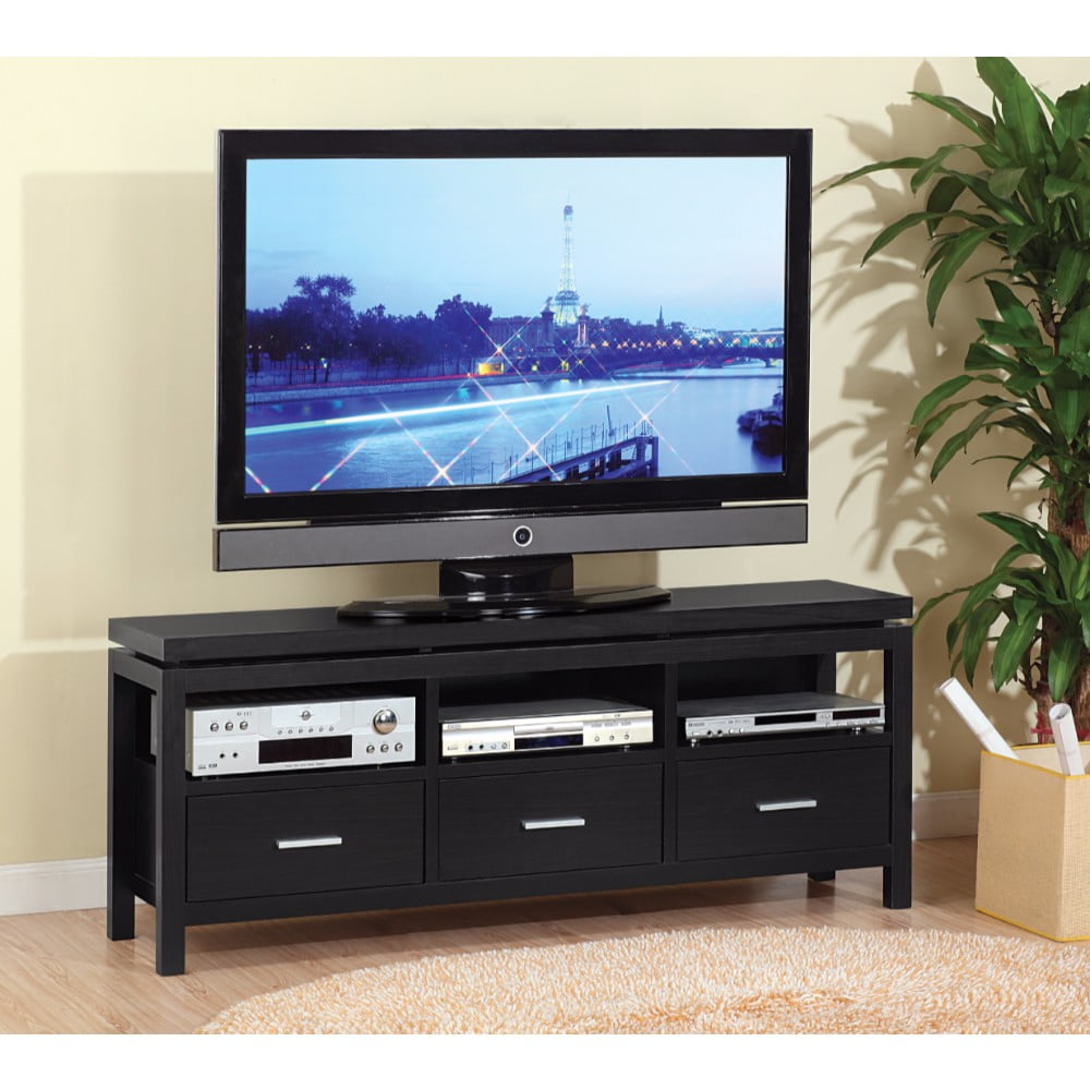 Contemporary TV Stand With Open Shelves, Black - Walmart.com