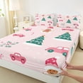 thumbnail image 3 of Manfei Cute Gingerbread Man Queen Sheet Sets,Pink Car Flat Sheet,Happy Christmas Queen Fitted Sheet For Girls Kids,Microfiber Bedroom Decor,4pcs, 3 of 7