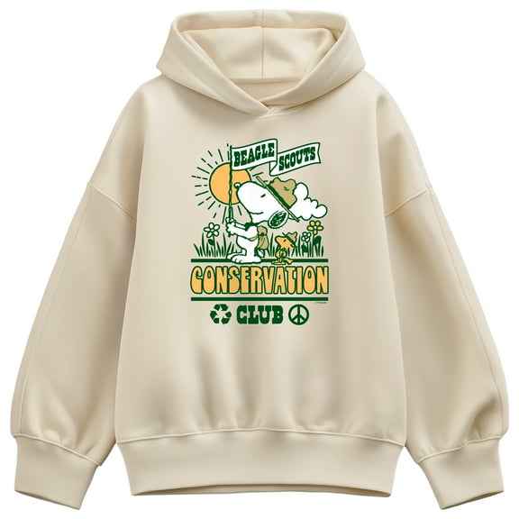 Peanuts - Beagle Scouts Conservation Club - Ladies Oversized Fleece Hoodie Sweatshirt