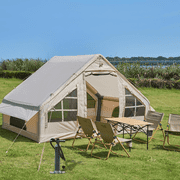 Inflatable Camping Tent 6.6m2 Large Space, 6-8 Person Glamping Tent With Sturdy Canvas, 360° Ventilated Windows, Easy Setup Air Pump Included, For Outdoor Camping And Backyard