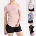 thumbnail image 1 of Camiseta deportiva para mujer Malla Empalme Espalda Ahuecada Ajuste ajustado, 1 of 7