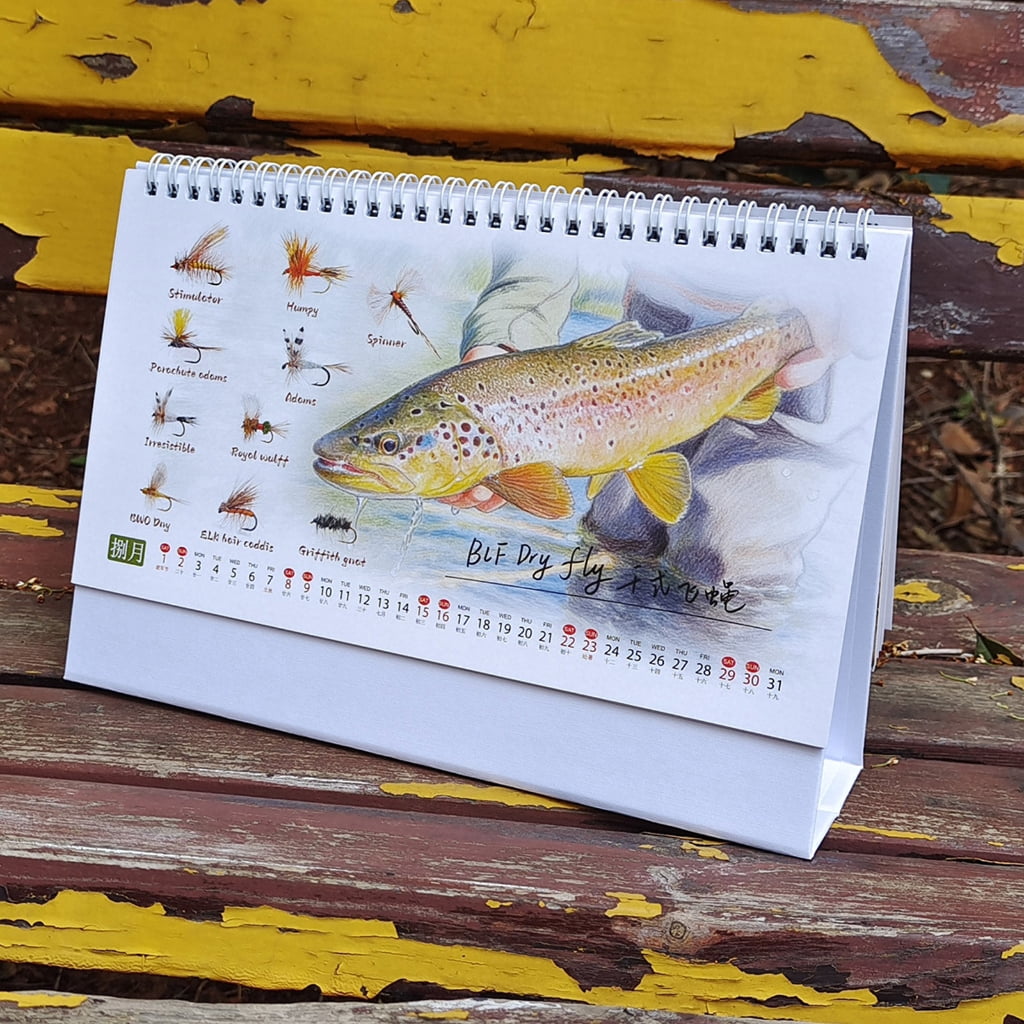 Artistic Diverse Insect Baits Types Print 2026 Desk Calendar Annual 12 Month Organizers For Fly Fishing Creativity