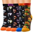 thumbnail image 1 of Halloween Socks Fashion Colorful 5 Pairs Fancy Crew Socks Casual Socks for Woman, 1 of 10