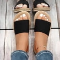 thumbnail image 6 of HomeDM Women's Flat Sandals Espadrilles Open Toe Slide Sandals Dressy Comfortable Slip On Summer Beach Sandals, Black Size 6.5, 6 of 9