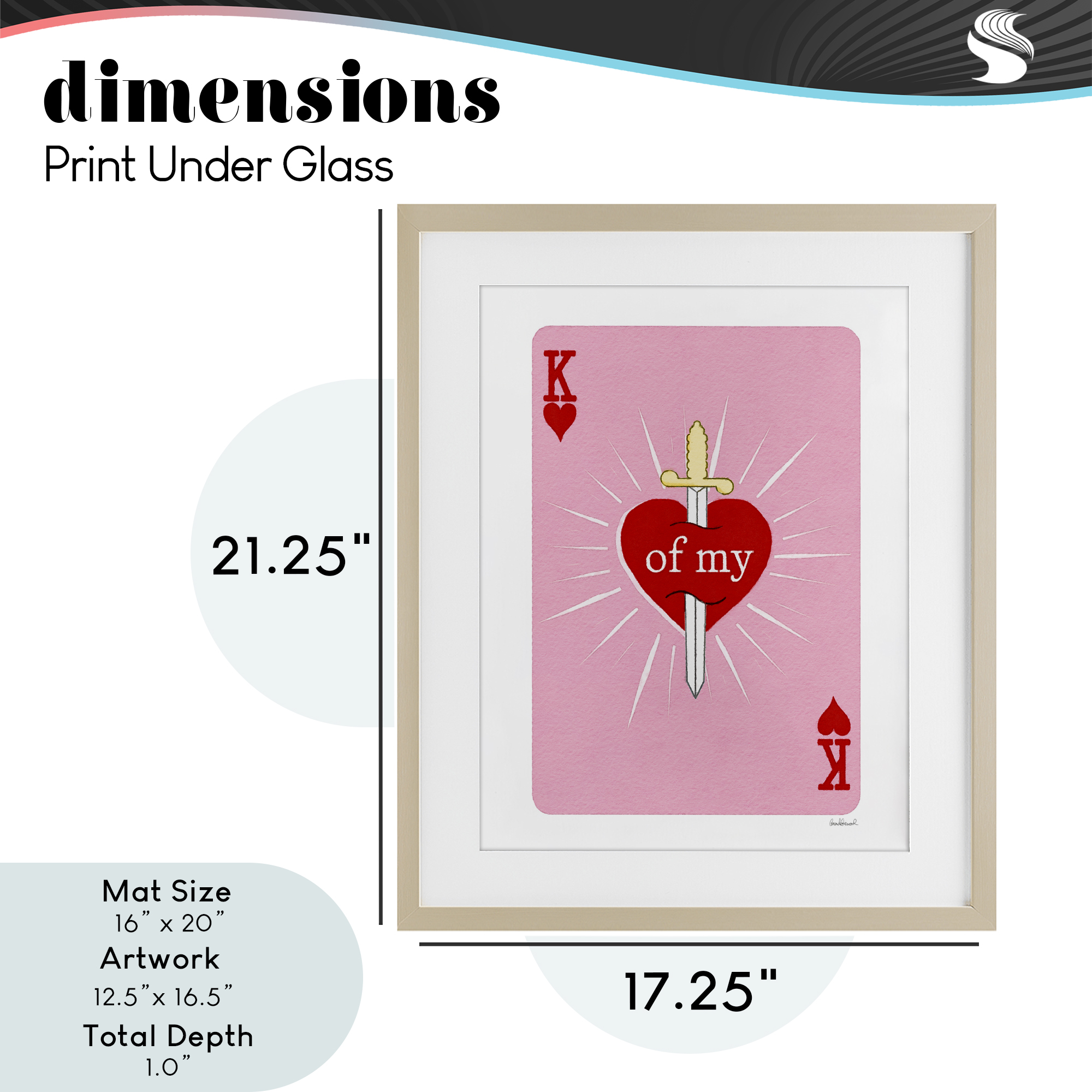 King Of My Heart Sword Birch Framed Print Under Glass, design by Amanda Greenwood