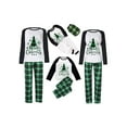 thumbnail image 2 of Family Matching Christmas Pajamas Set, Xmas Tree Letter Print Round Neck Long Sleeve Tops Plaid Long Pants for Parents Kids, 2 of 4