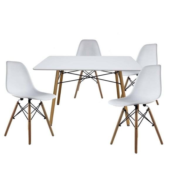 Set de Comedor Oslo 120cm Melamina 4 Sillas Eames Blanco Mundo In Minimalista
