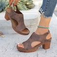 thumbnail image 6 of Sandals for Women Heel Ankle Strap Wedge Casual On Beach Open Toe Summer Shoes High Heels Peep T-Strap Cutout Back Comfy Heeled Dressy Low Arch Support Vacation Sandal, 6 of 9