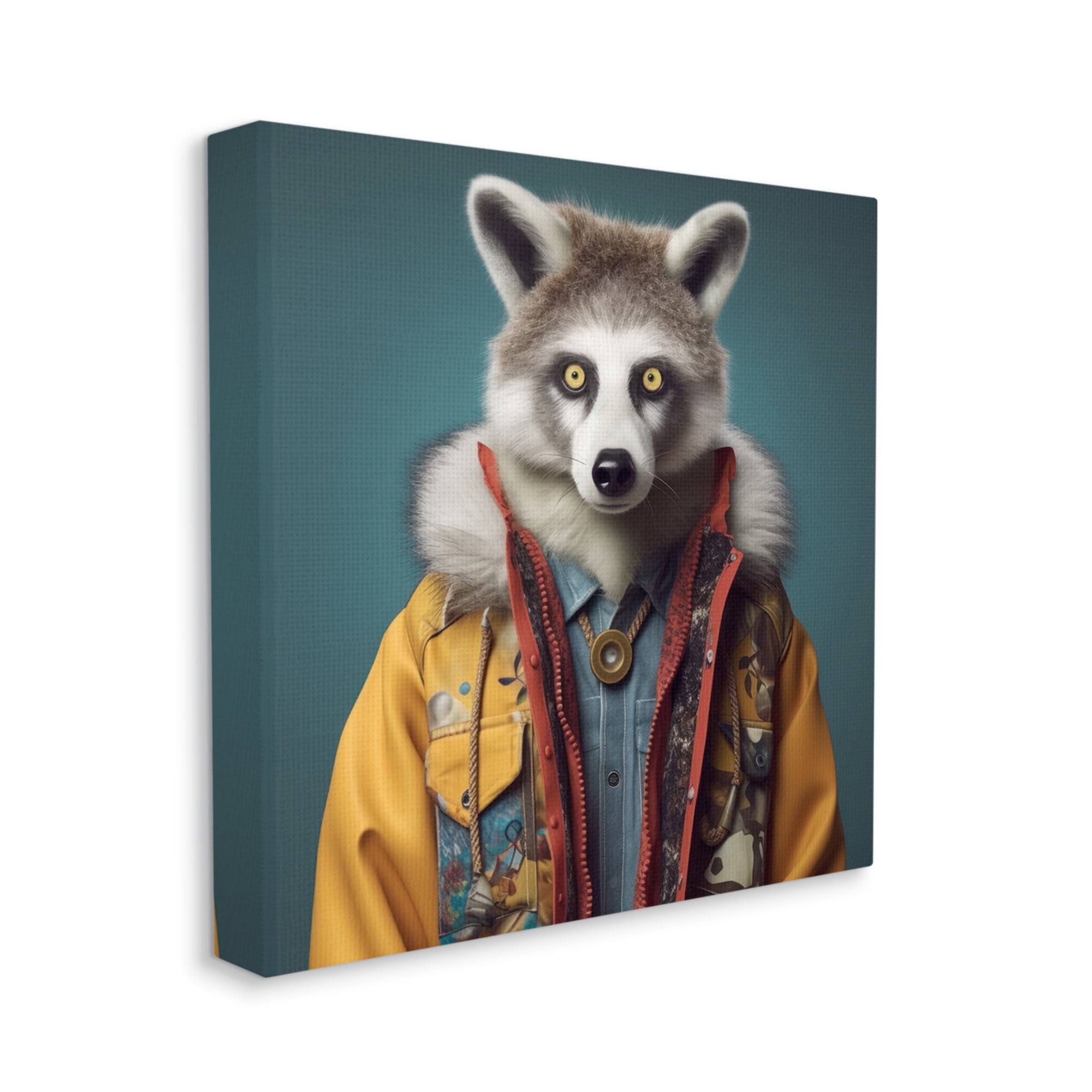 Stupell Industries Raccoon in Street Fashion Animals & Insects Painting Gallery Wrapped Canvas Art Print Wall Art, 30 x 30