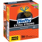 Hefty Extra Strong Trash Large Drawstring Trash Bags, 30 gal, 56 count