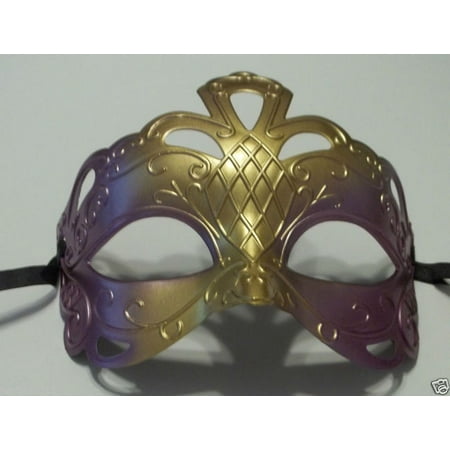 Purple Gold Diamond Cut Venetian Mardi Gras Masquerade Party Mask