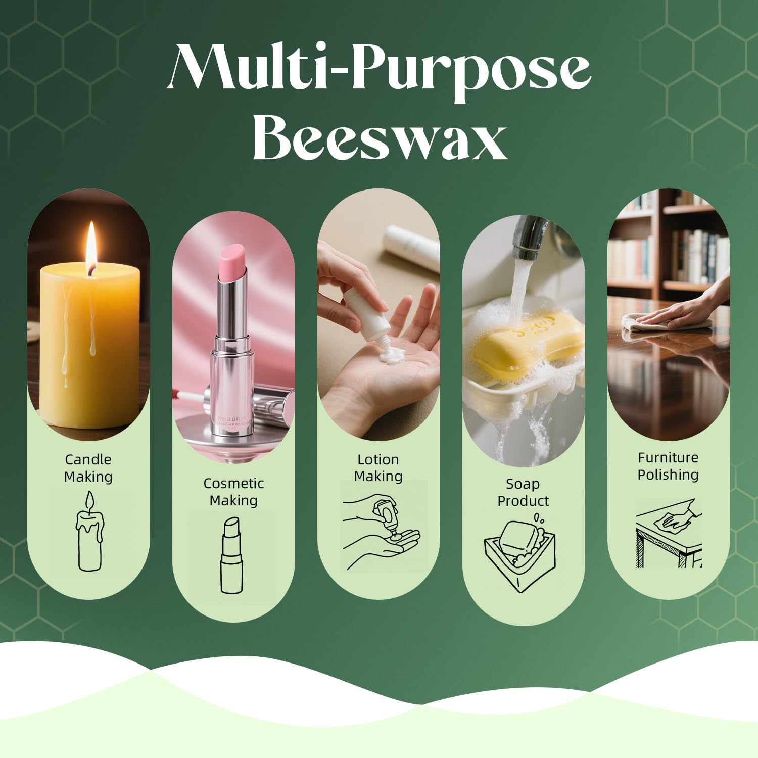 Beeswax Pellets 10LB, Pure & Natural White Beeswax for Candle Making, DIY Skin Care, Lip Balm, Soap, Lotion, Creams & Wood Polishing – 10LB