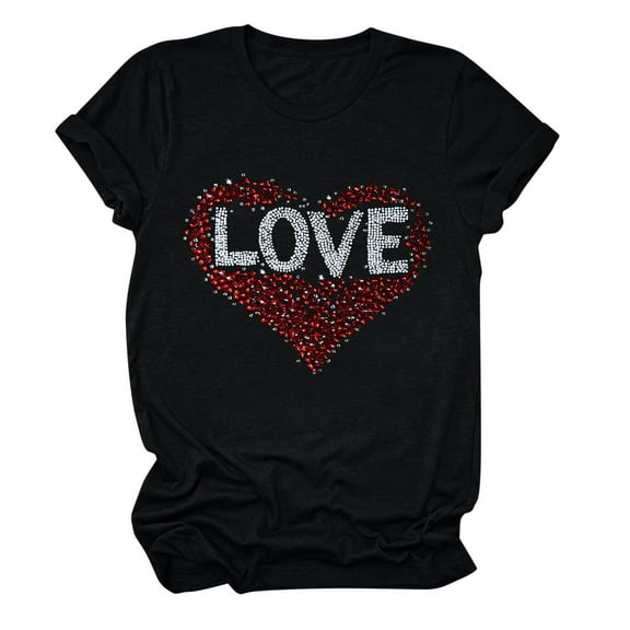 Valentine TShirts for Women Love Heart Short Sleeve Crew Neck T Shirt Valentines Clothing Valentines Gift Casual Tops