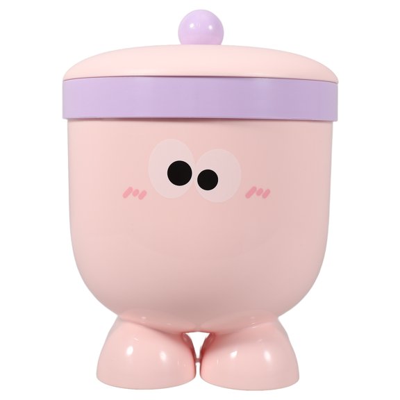 FRCOLOR Cartoon Trash Can Mini Desktop Garbage Container Small with Lid Baby Student Pink