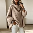 thumbnail image 5 of Coats For Women Short Fuzzy Cuff Draped Collar Loose Fit Outerwear Solid Color Long Sleeve Casual Jacket For Fall Winter, 5 of 6
