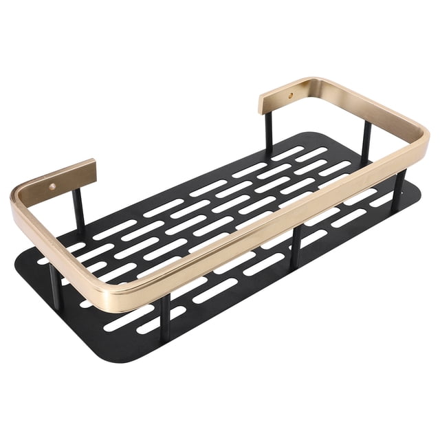 Miangastore Wall Shelf Stylish Nail Bathroom Storage Rack Black Corner Organizer For Holding Toothbrushes Cups More