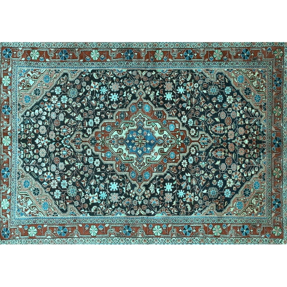 Ahgly Company Indoor Rectangle Persian Light Blue Traditional Area Rugs, 7' x 9'