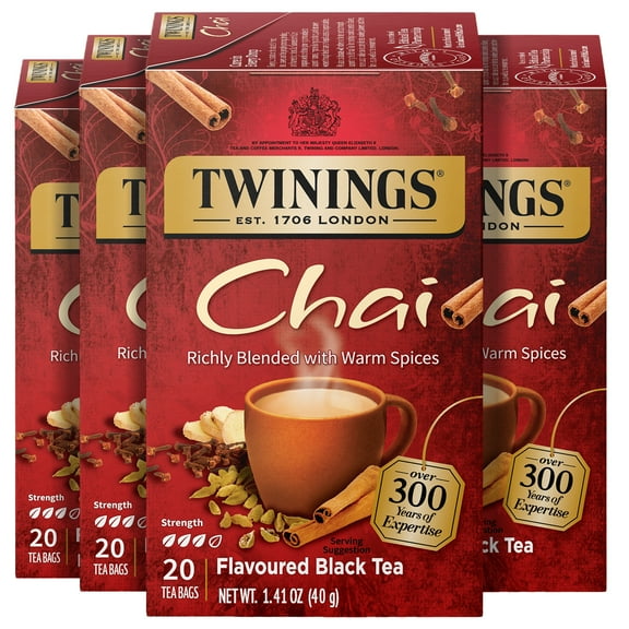 (4 pack) Twinings Chai Spiced Black Tea Bags, 20 Count Box