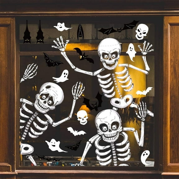 Ayieyill Halloween Window Clings for Spooky Halloween Window Decorations, Skeleton & Ghost Halloween Window Stickers