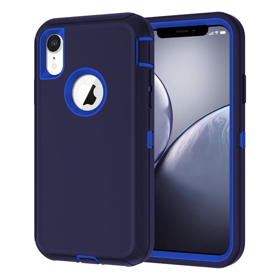 Petocase for iPhone XR Case,Shockproof Dust/Drop Proof 3-Layer Full Body Protection [Without Screen Protector] Rugged Heavy Duty Durable Cover Case,Navy/Blue