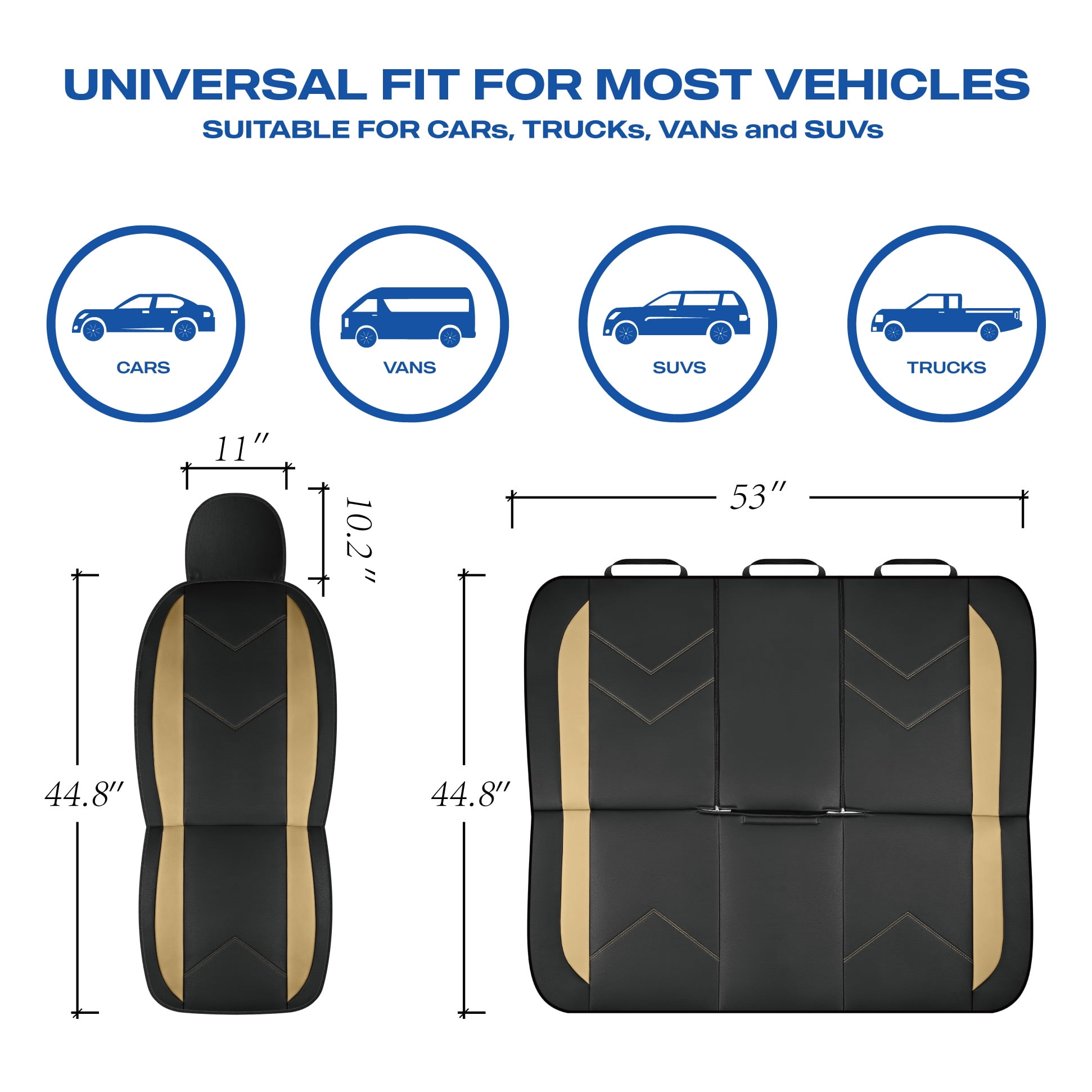 Skechers Sport Leather Car Seat Cover – Front Seat Premium Comfort, Breathable Design, Universal Fit for Cars, SUVs, and Trucks - Beige
