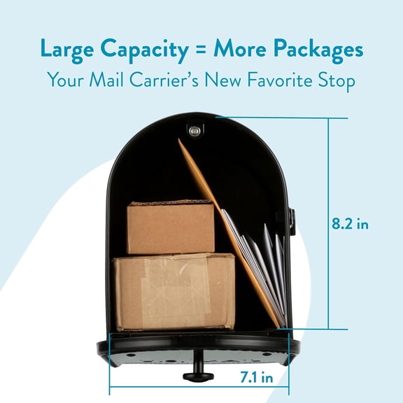 Architectural Mailboxes Edwards ™   Weather-Resistant Steel Metal Post Mounted Mail Box for Outside, Black, Large Curbside Mailbox,  Approved for Residential Delivery