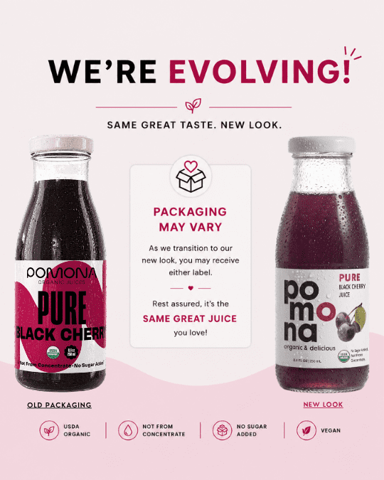 Pomona Organic Juices Black Cherry Juice, 8.4 Oz Bottle (Pack of 12)