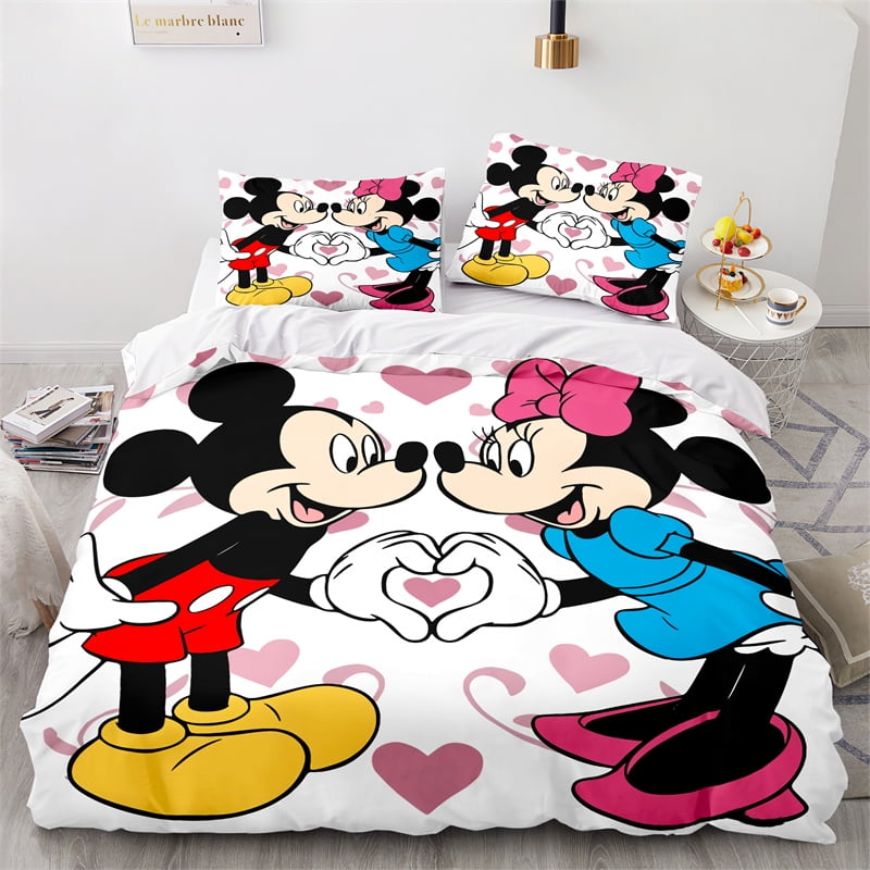 Mickey Minnie Mouse Bedding Set Double Queen King Cartoon Duvet Cover Set Single Twin Bedclothes For Child Kid Girl Boy Walmart