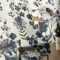 thumbnail image 5 of Navy Botanical Sheer Curtains 72 Inches Long 2 Panels Set, Window Sheer Curtains for Living Room/Bedroom, Blue Dragonfly Flower Leaf Retro Style Light Filtering Rod Pocket Curtain 52'' x 72'' x 2, 5 of 7